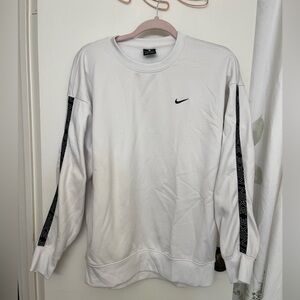 Nike Women's White Crewneck Sweater with Black Logo